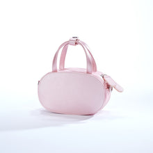 Load image into Gallery viewer, Get a stub * to claim this petite bag (with room for a smart phone et al) - with three colors of SWAPPABLE MOOD PANELS, Silky Carnation Pink base + handles, strap, chain - as a token of appreciation of each contribution; other details when you click here