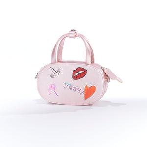 Get a stub * to claim this petite bag (with room for a smart phone et al) - with three colors of SWAPPABLE MOOD PANELS, Silky Carnation Pink base + handles, strap, chain - as a token of appreciation of each contribution; other details when you click here